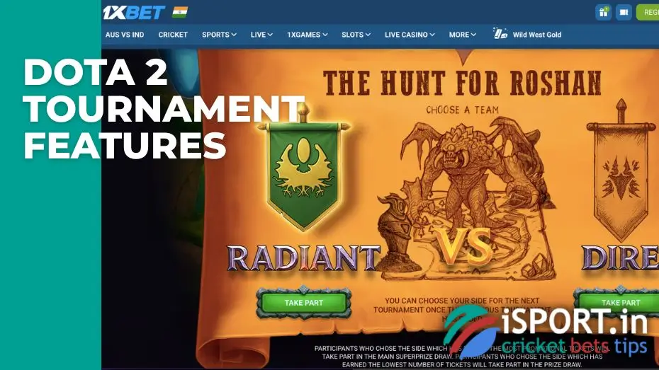 1xbet Go Rosh: Dota 2 tournament features