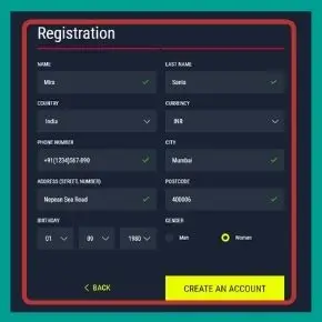Rabona Promo Code - Fill in the remaining data