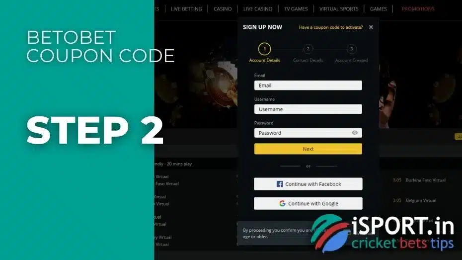 Betobet Coupon Code 6 Betobet Coupon Code 2nd step registration
