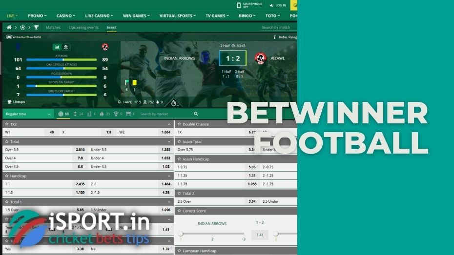 Betwinner football: line and live betting