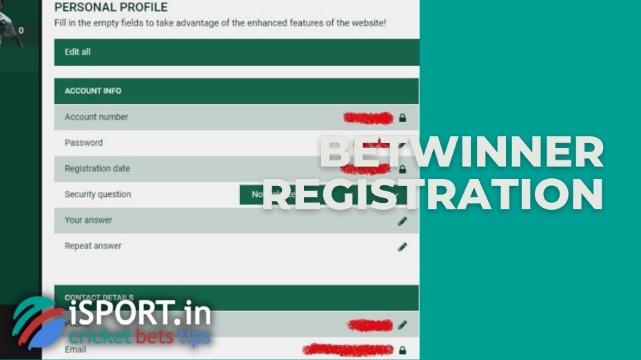 Betwinner registration: account verification
