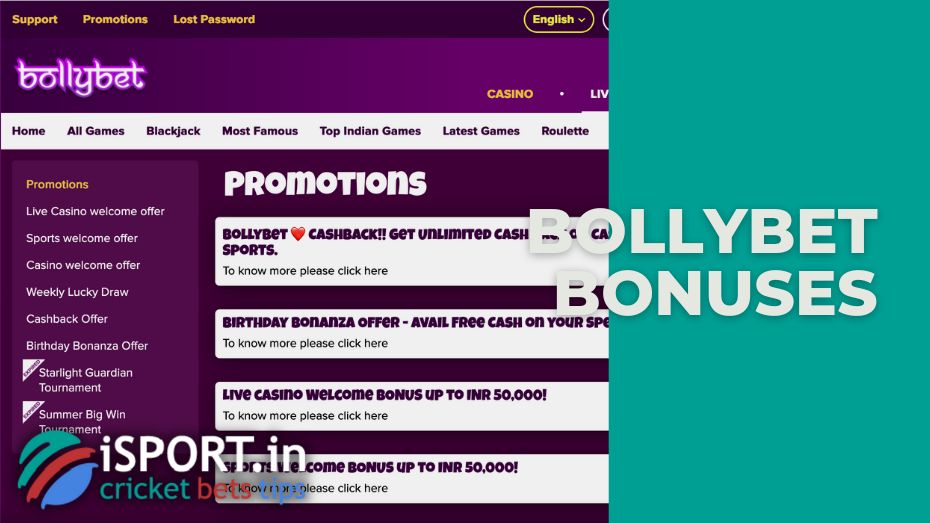 Bollybet review of promotional and bonus offers