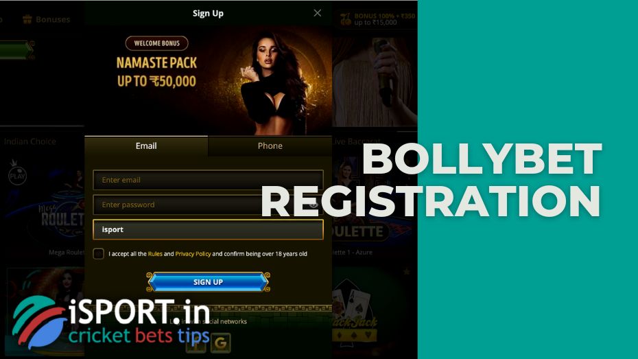 Bollywood review of methods and instructions for creating an account with a bonus
