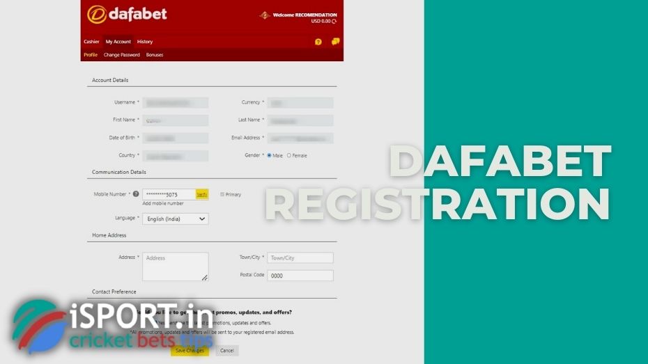 Dafabet registration: verification