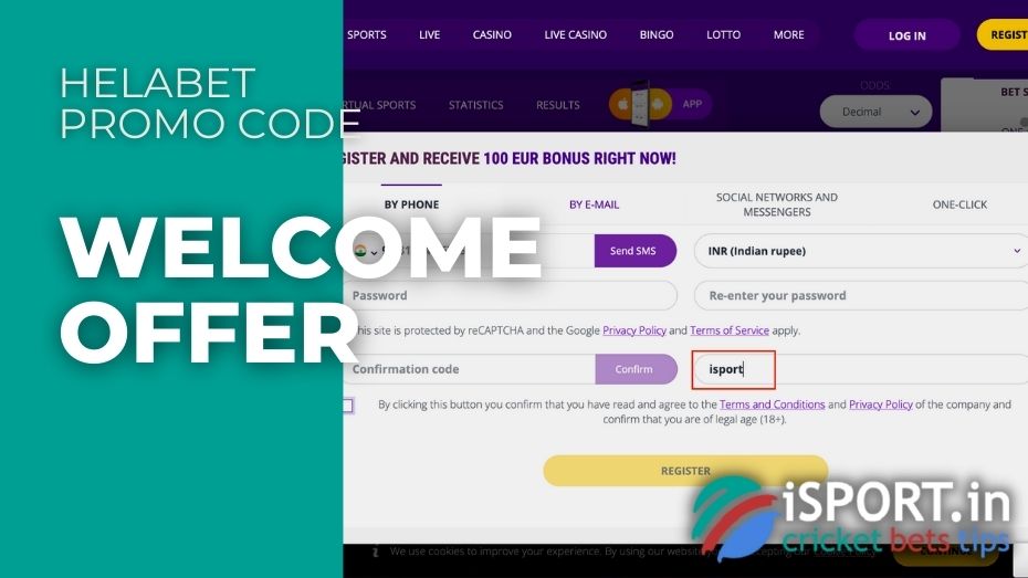 HelaBet Promo Code upon registration