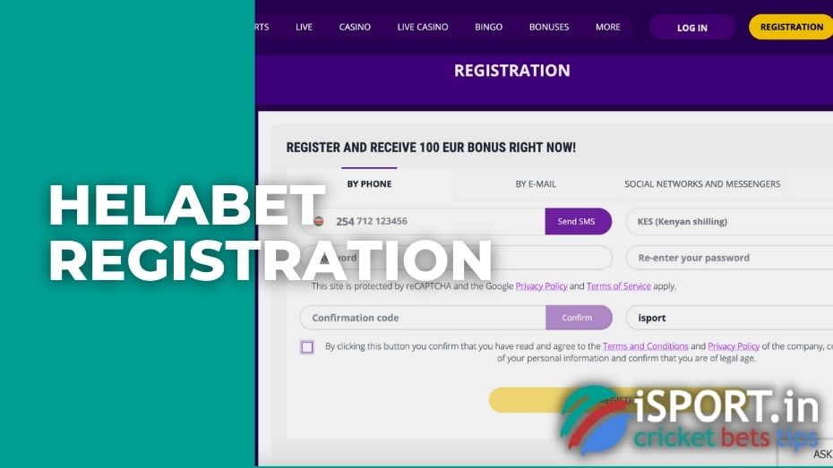 HelaBet registration