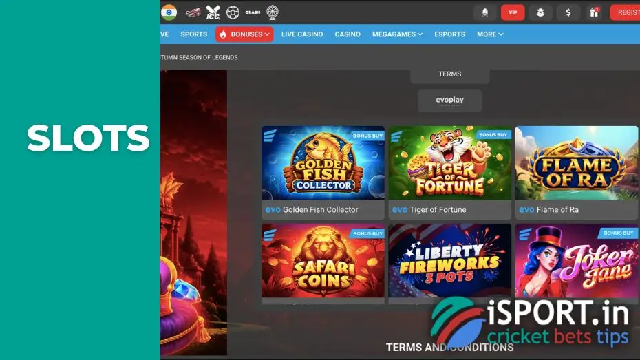 Which slots are featured in the Megapari Autumn Season of Legends?