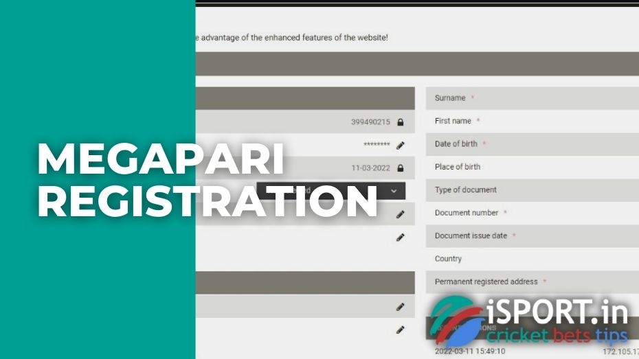Megapari registration: account