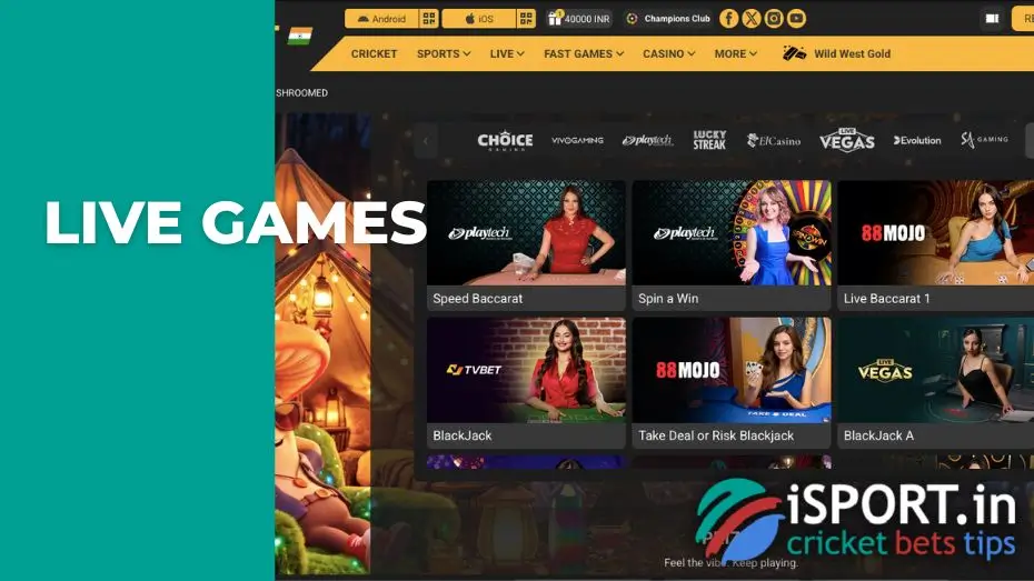 More about Melbet live games