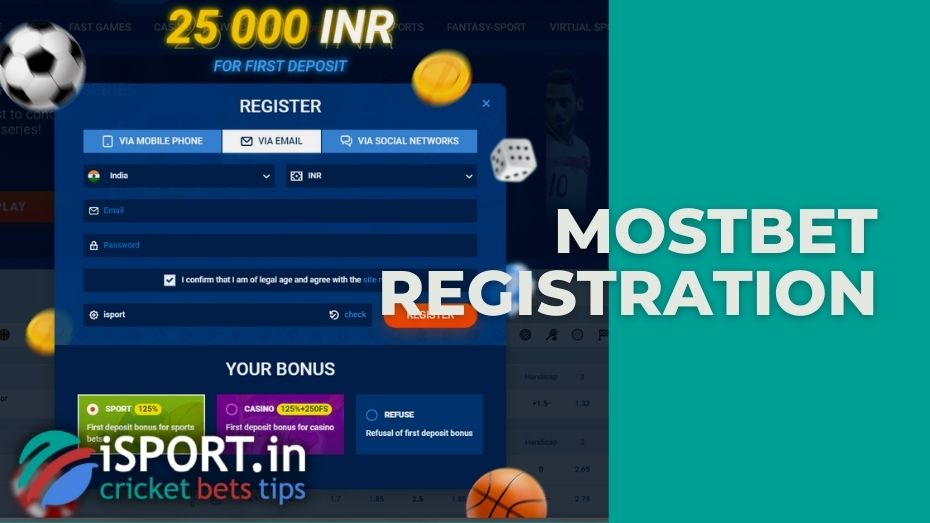 Mostbet registration by e-mail