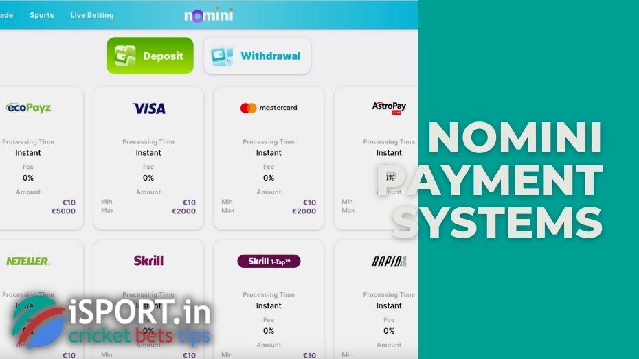 Nomini casino review: payment systems