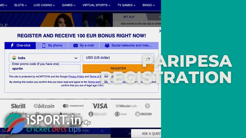 Paripesa review registration