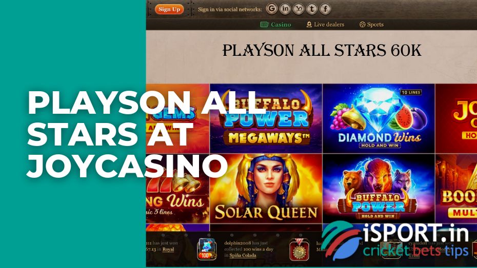 Playson all stars at Joycasino