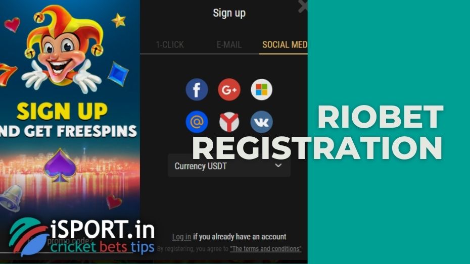 Riobet registration via social networks