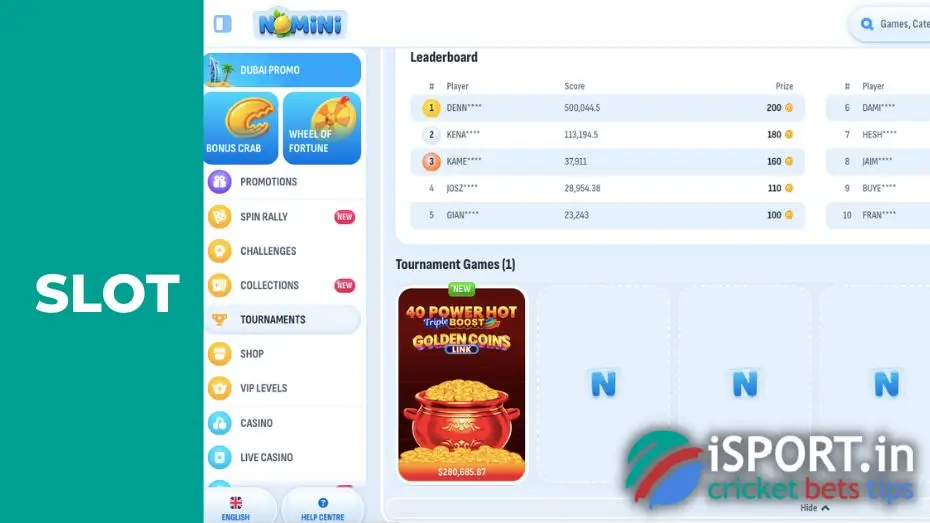 Rules for participating in Slot of the Week in Nomini