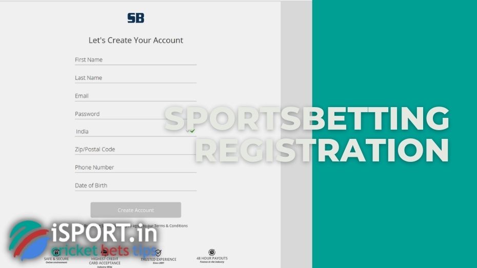SportsBetting review registration