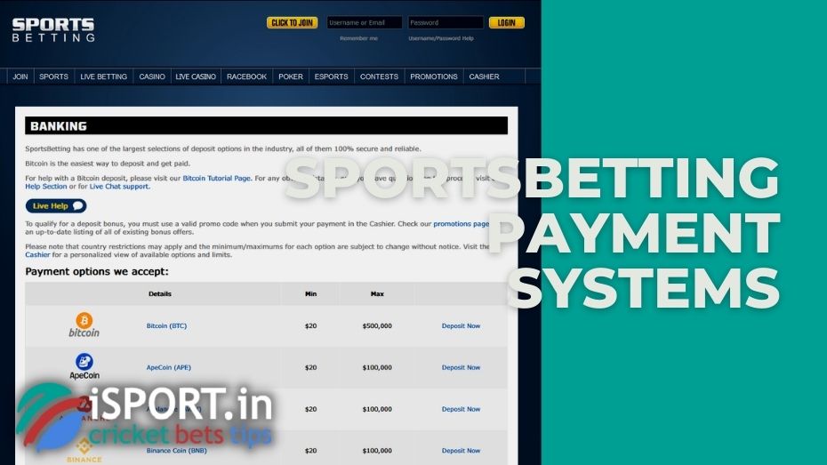 SportsBetting payment systems