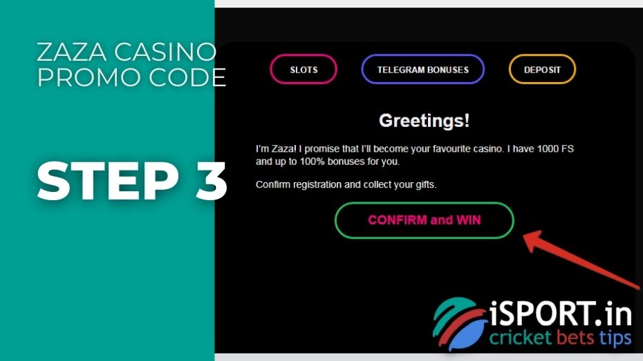 Zaza Casino Promo Code Step 3